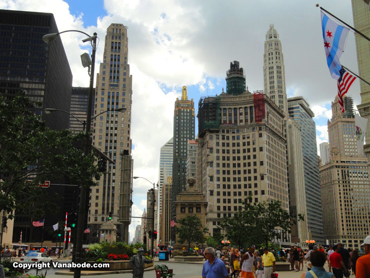 downtown chicago streets and skyscrapers