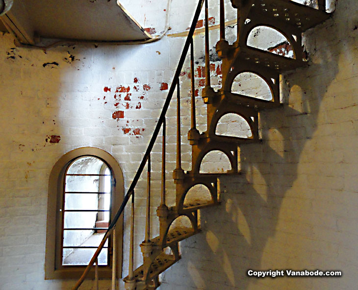 steps leading up to the to of the lighthouse in New Jersey